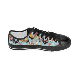 Rooster chicken cock snowfalke Kids' Boys' Girls' Low Top Canvas Shoes Black