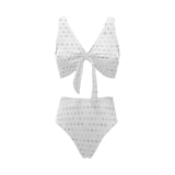 Airplane print pattern Chest Bowknot High Waisted Bikini Swimsuit