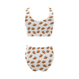 Clown Fish Pattern Print Design 03 Chest Bowknot High Waisted Bikini Swimsuit