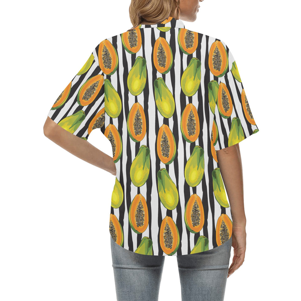 papaya design pattern Women's All Over Print Hawaiian Shirt