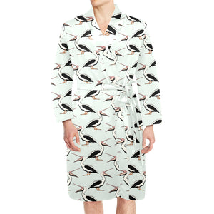 Pelican Pattern Print Design 02 Men's Long Sleeve Belted Night Robe