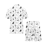 Crows floral wreath rabbit pattern Men's V-Neck Short Pajama Set