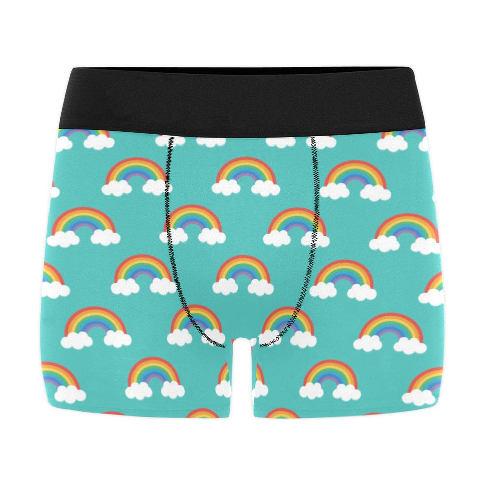 Rainbow pattern green background Men's All Over Print Boxer Briefs Men's Underwear