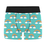 Rainbow pattern green background Men's All Over Print Boxer Briefs Men's Underwear