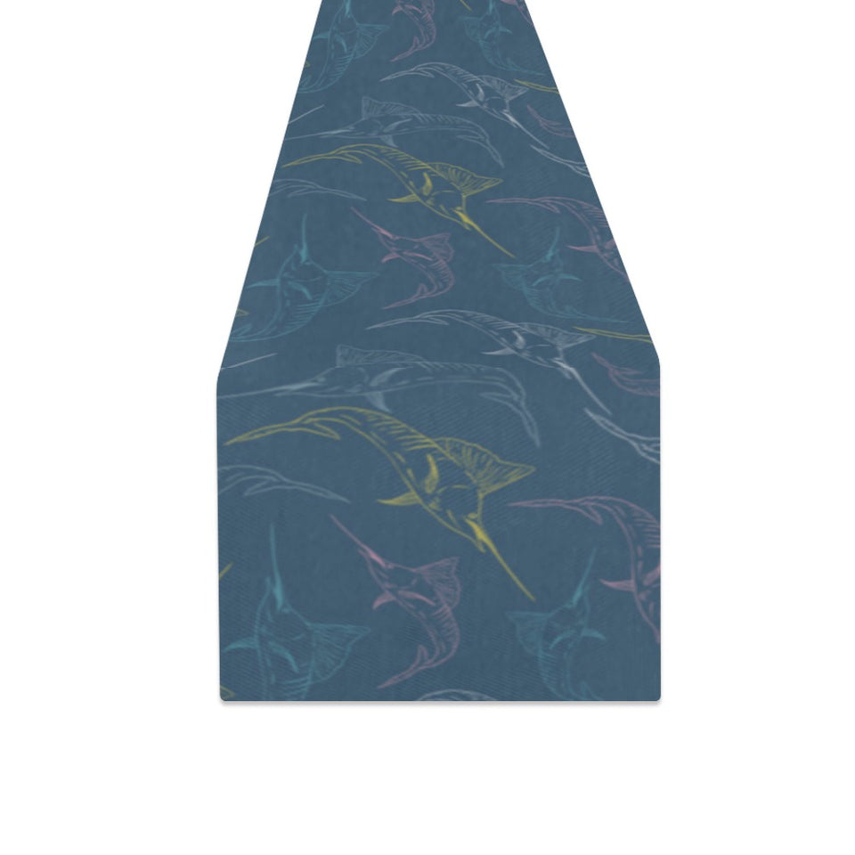 Swordfish Pattern Print Design 02 Table Runner