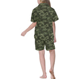 Digital Green camouflage pattern Kids' Boys' Girls' V-Neck Short Pajama Set