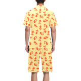 Goldfish Pattern Print Design 02 Men's V-Neck Short Pajama Set