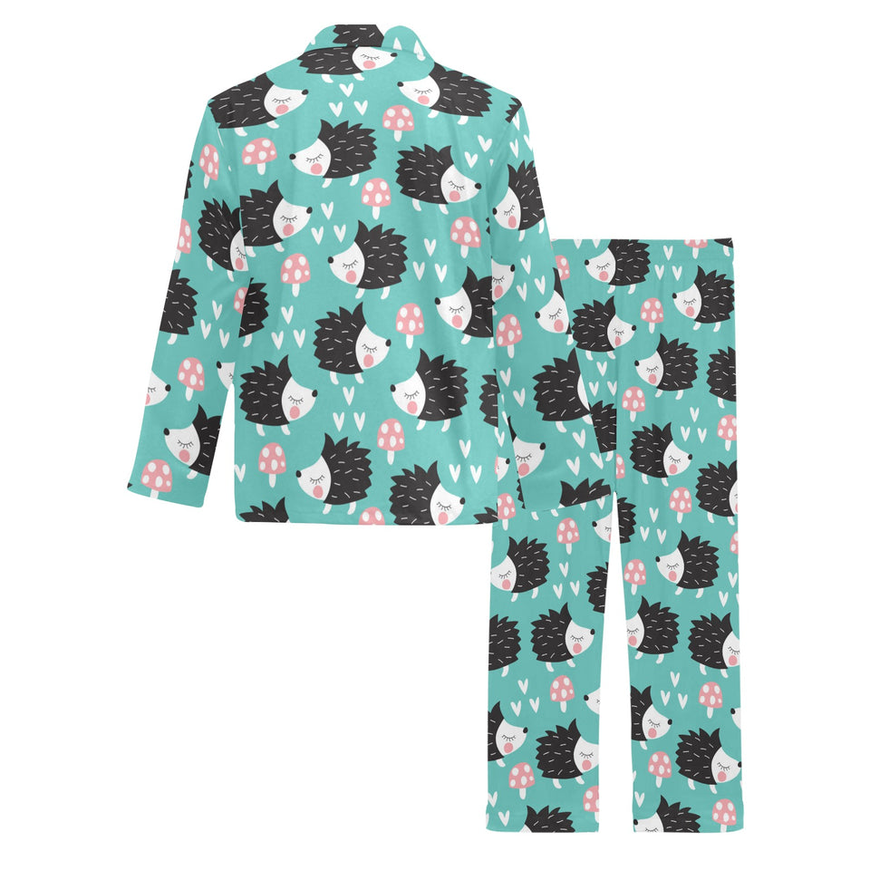 Hedgehog Pattern Print Design 03 Men's Long Pajama Set