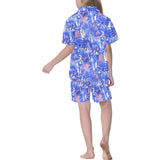 white bengal tigers pattern Kids' Boys' Girls' V-Neck Short Pajama Set