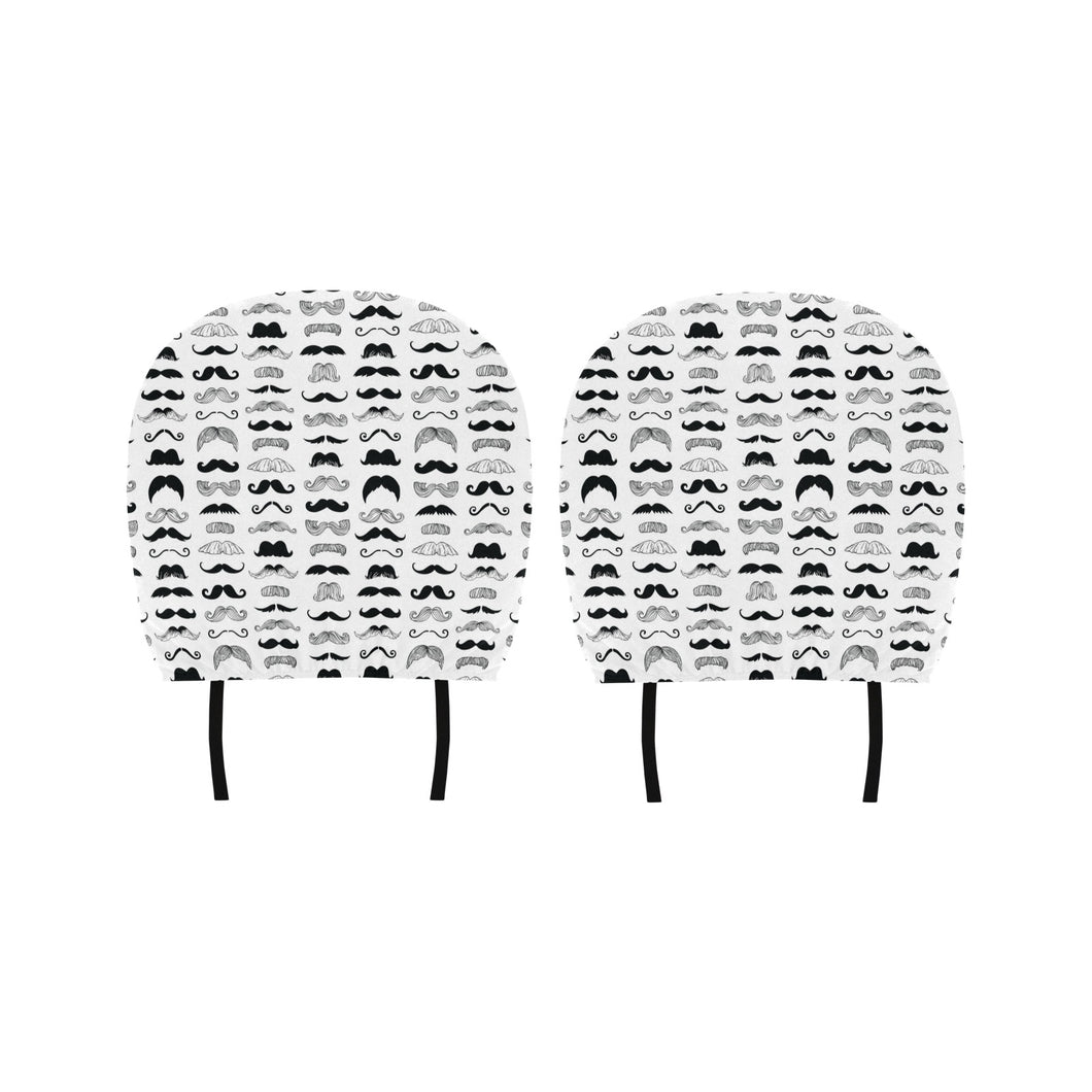 Mustache Beard Pattern Print Design 04 Car Headrest Cover