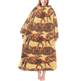 Camel polynesian tribal design pattern Blanket Robe with Sleeves