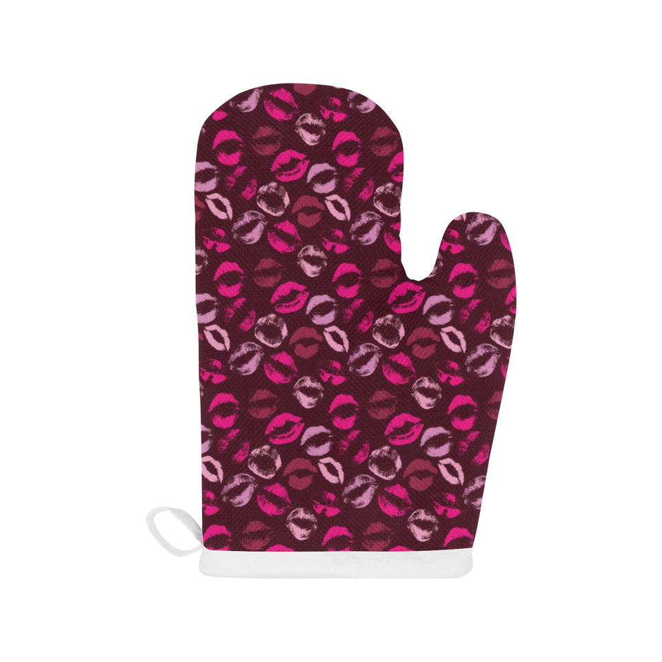 Lips Pattern Print Design 03 Heat Resistant Oven Mitts