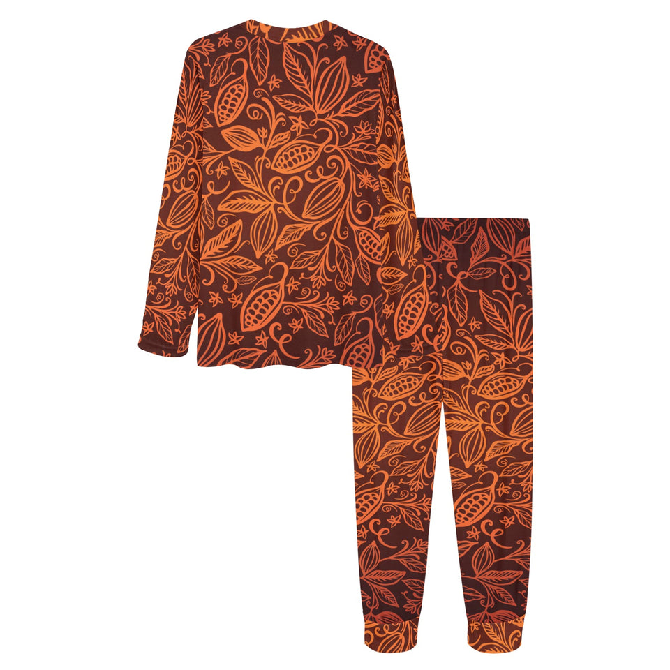 cacao beans tribal polynesian pattern Women's All Over Print Pajama Set
