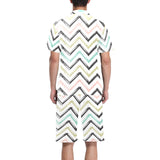 zigzag chevron paint pattern Men's V-Neck Short Pajama Set