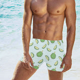 Durian pattern blue background Men's Swimming Trunks