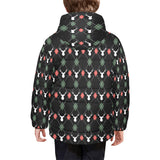 Deer Christmas new year pattern argyle Kids' Boys' Girls' Padded Hooded Jacket