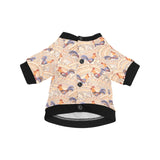 Cute rooster chicken cock floral ornament backgrou All Over Print Pet Dog Round Neck Fuzzy Shirt