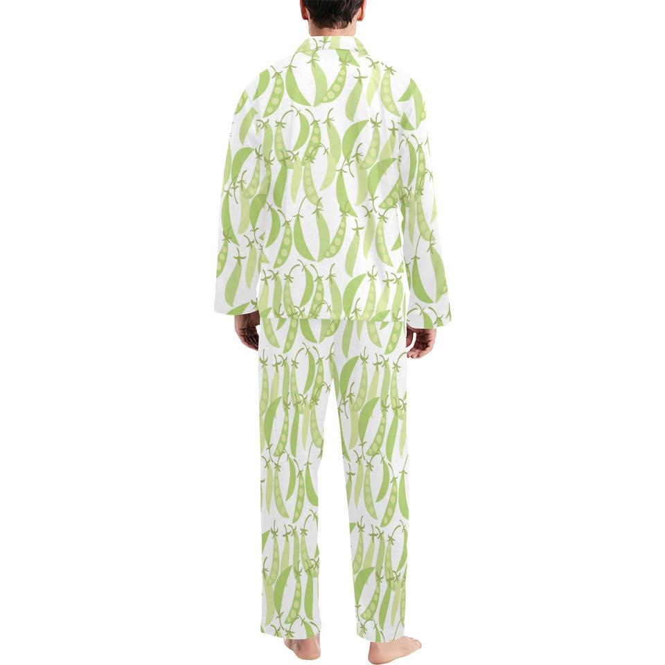 Green Peas Pattern Print Design 03 Men's Long Pajama Set