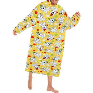 Yorkshire Terrier Pattern Print Design 05 Blanket Robe with Sleeves