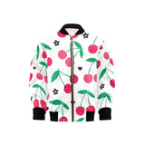 cherry pattern white background Kids' Boys' Girls' Bomber Jacket
