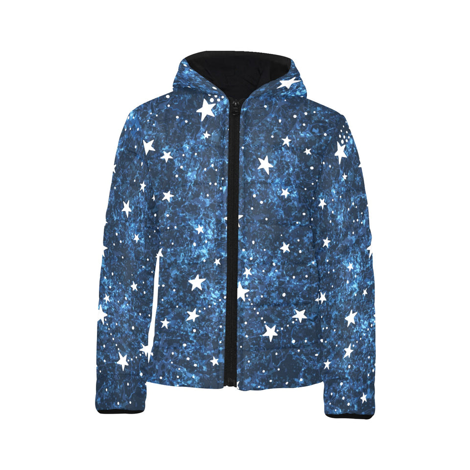 Night sky star pattern Kids' Boys' Girls' Padded Hooded Jacket