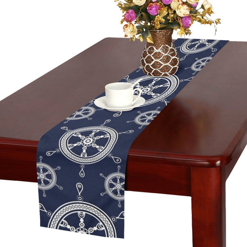 nautical steering wheel design pattern Table Runner