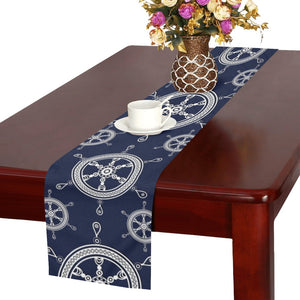 nautical steering wheel design pattern Table Runner