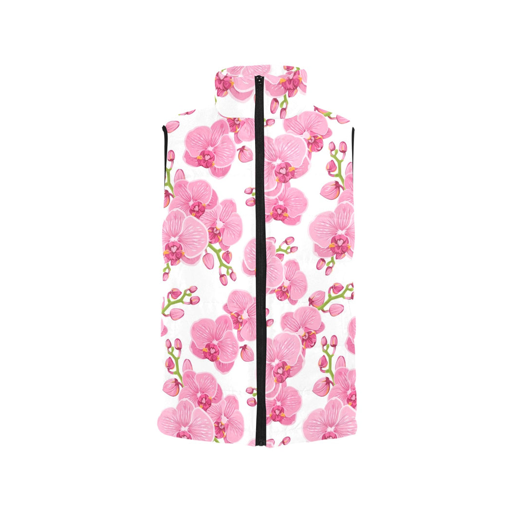 pink purple orchid pattern background Men's Padded Vest
