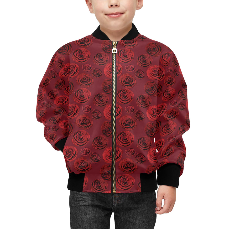 Rose Pattern Print Design 03 Kids' Boys' Girls' Bomber Jacket