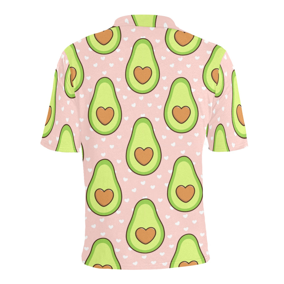 Avocado heart pink background Men's All Over Print Polo Shirt