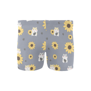 Cute hamster sunflower pattern background Men's Swimming Trunks