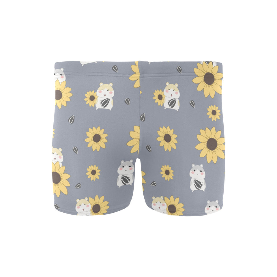 Cute hamster sunflower pattern background Men's Swimming Trunks