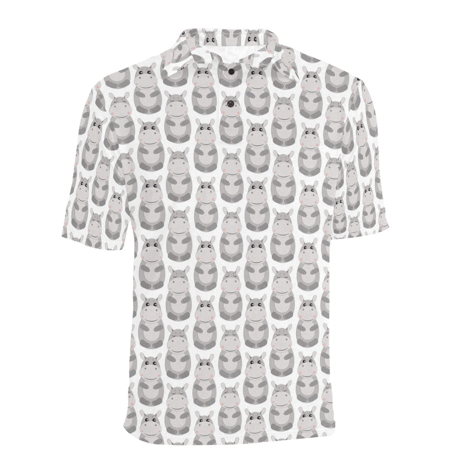Hippopotamus Pattern Print Design 05 Men's All Over Print Polo Shirt