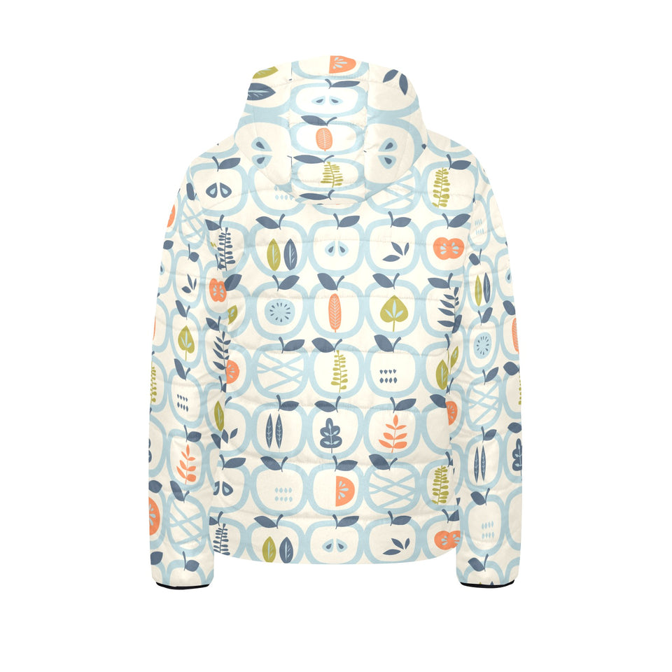 apples leaves pattern Kids' Boys' Girls' Padded Hooded Jacket