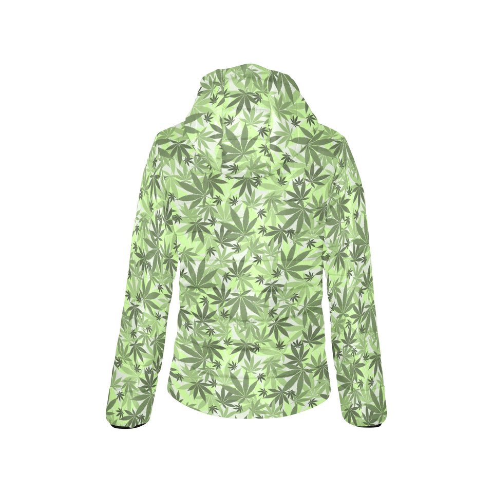 Canabis Marijuana Weed Pattern Print Design 01 Women's Padded Hooded Jacket