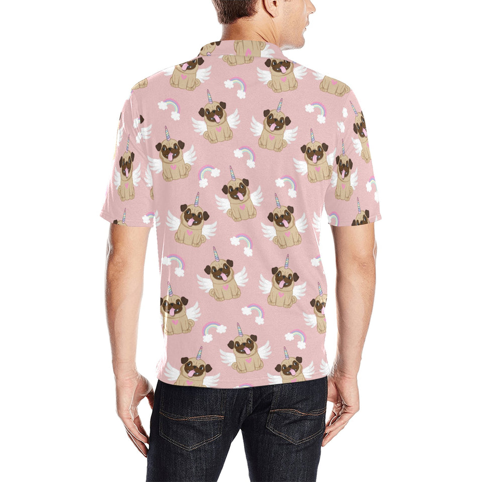 Cute unicorn pug pattern Men's All Over Print Polo Shirt