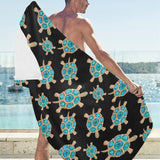 Sea turtle blue stone pattern Beach Towel