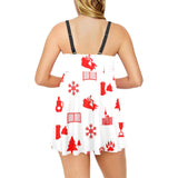 Canada Pattern Print Design 04 Chest Sexy Pleated Two Piece Swim Dress