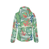 heliconia palm and monstera leaves pattern Women's Padded Hooded Jacket