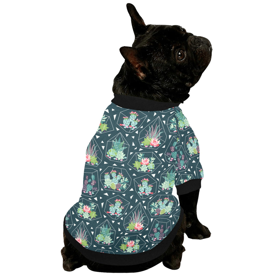 Cactus glass terrarium pattern All Over Print Pet Dog Round Neck Fuzzy Shirt