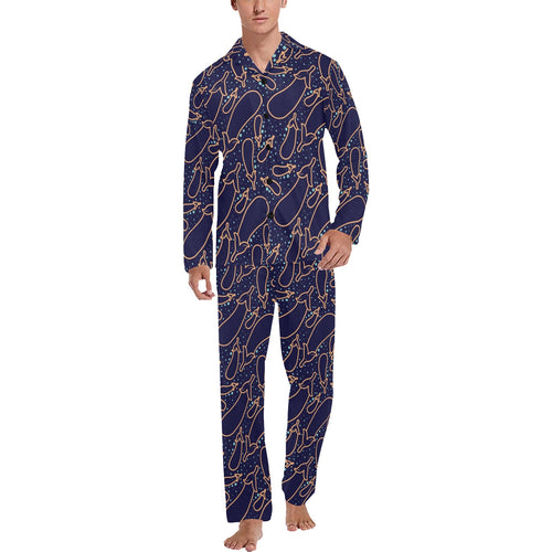 Eggplant Pattern Print Design 04 Men's Long Pajama Set