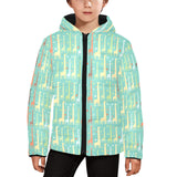 Giraffe Pattern Print Design 01 Kids' Boys' Girls' Padded Hooded Jacket