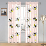 Cute bee flower pattern pink background Gauze Curtain