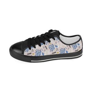 Cute peacock pattern Kids' Boys' Girls' Low Top Canvas Shoes Black