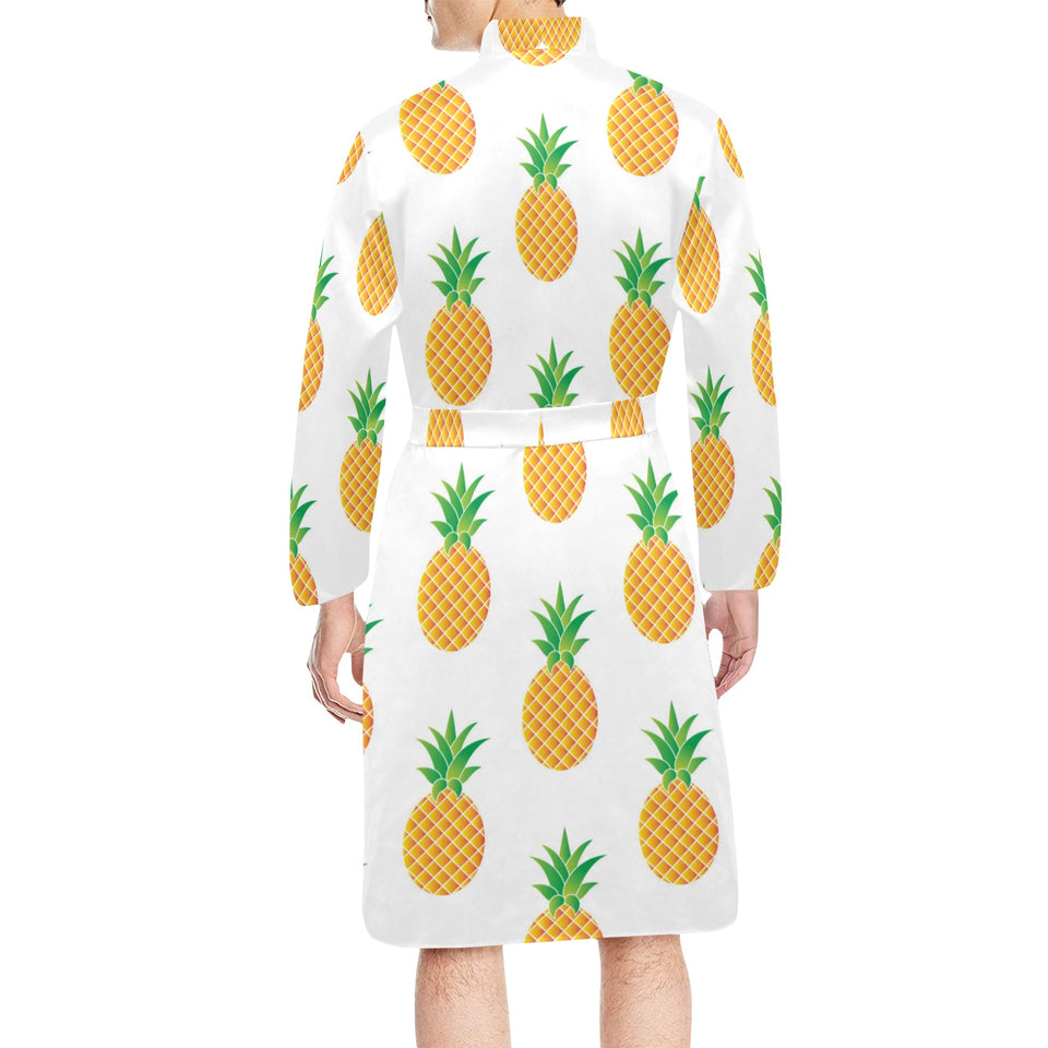 Pineapples pattern Men's Long Sleeve Belted Night Robe