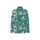 Koi Fish Carp Fish lotus pattern Women's Long Sleeve Polo Shirt