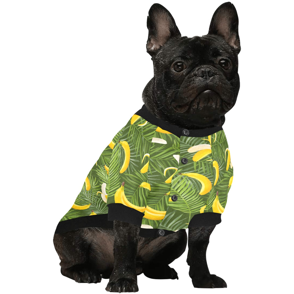 Banana Palm Leaves pattern All Over Print Pet Dog Round Neck Fuzzy Shirt