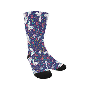 Colorful butterfly flower pattern.eps Crew Socks