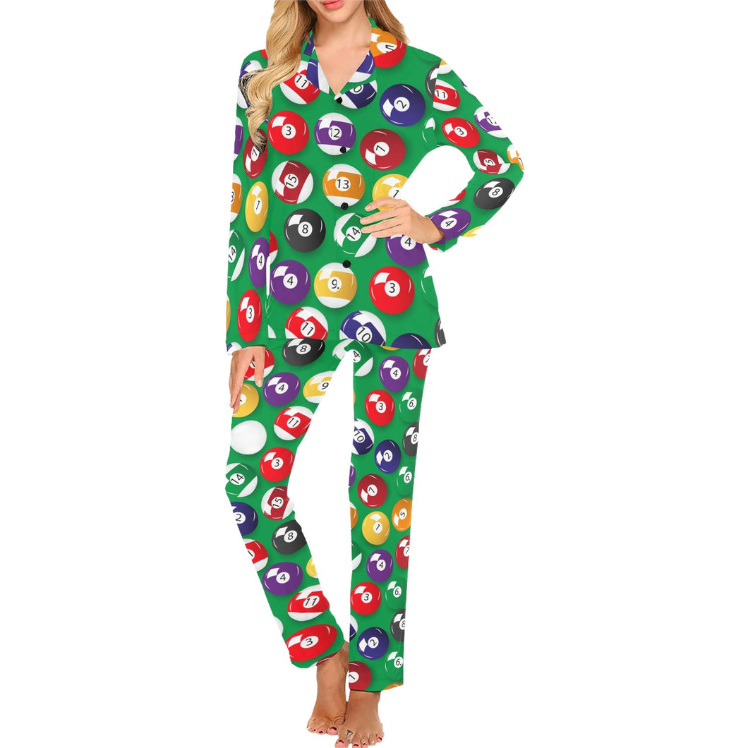 Billiard Ball Pattern Print Design 02 Women's Long Pajama Set
