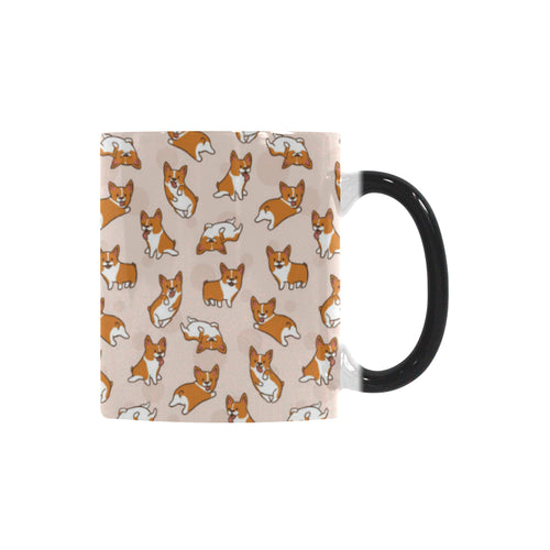 Cute Corgis Pattern pink background Morphing Mug Heat Changing Mug